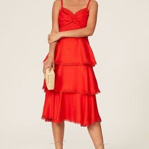 Red Tiered Midi Dress